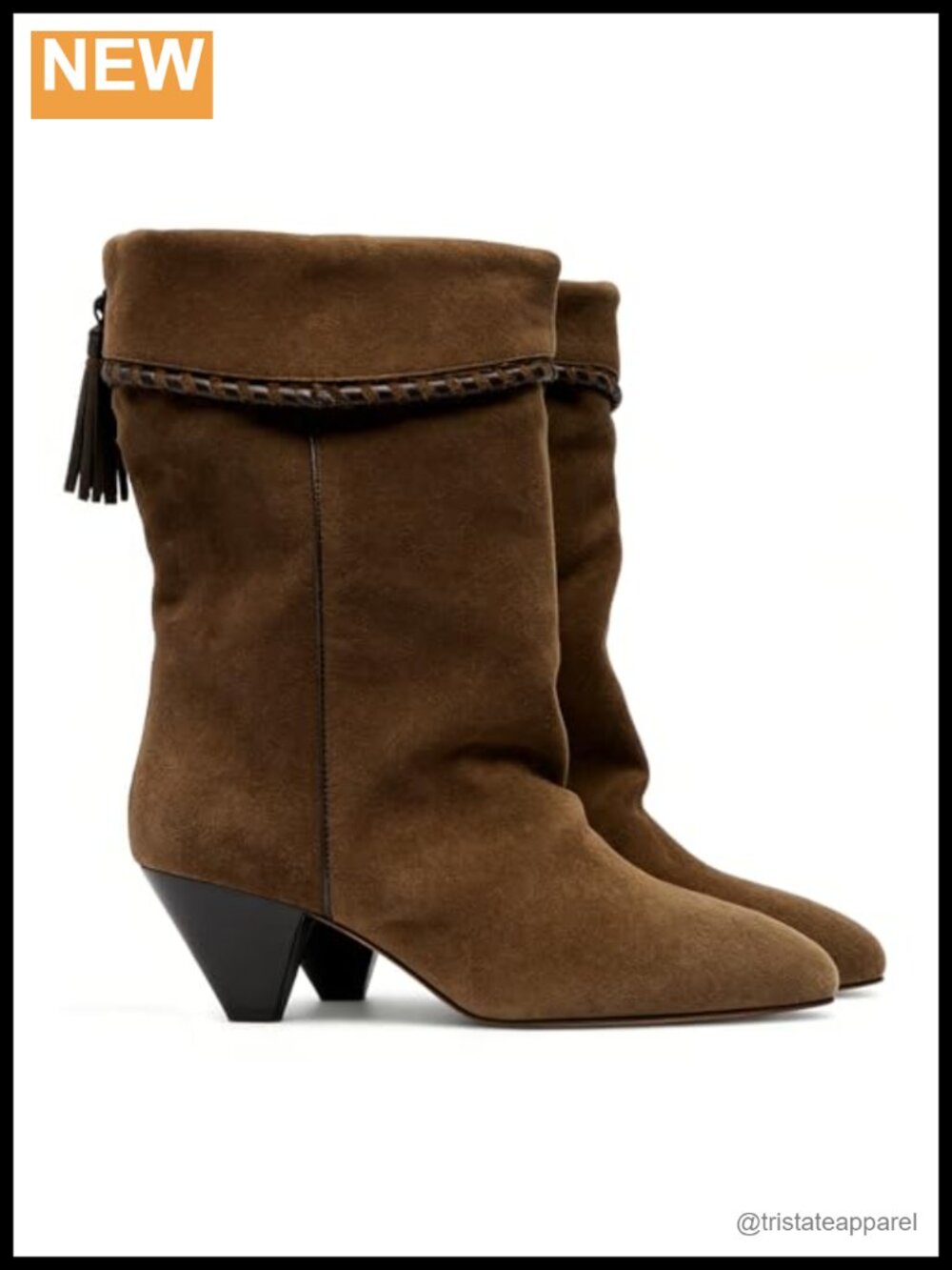 Faux Leather Suede Ankle Boots for Women Slouchy Fold Over Cowboy Boots Pointed